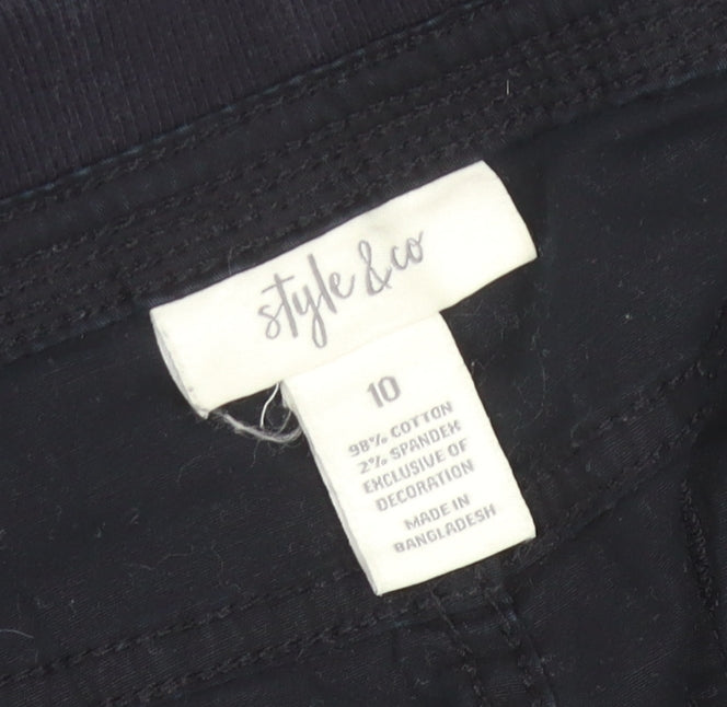 Style & Co Womens Black Cotton Cargo Trousers Size 10
