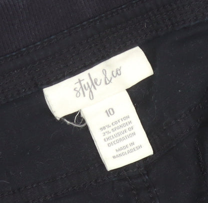 Style & Co Womens Black Cotton Cargo Trousers Size 10
