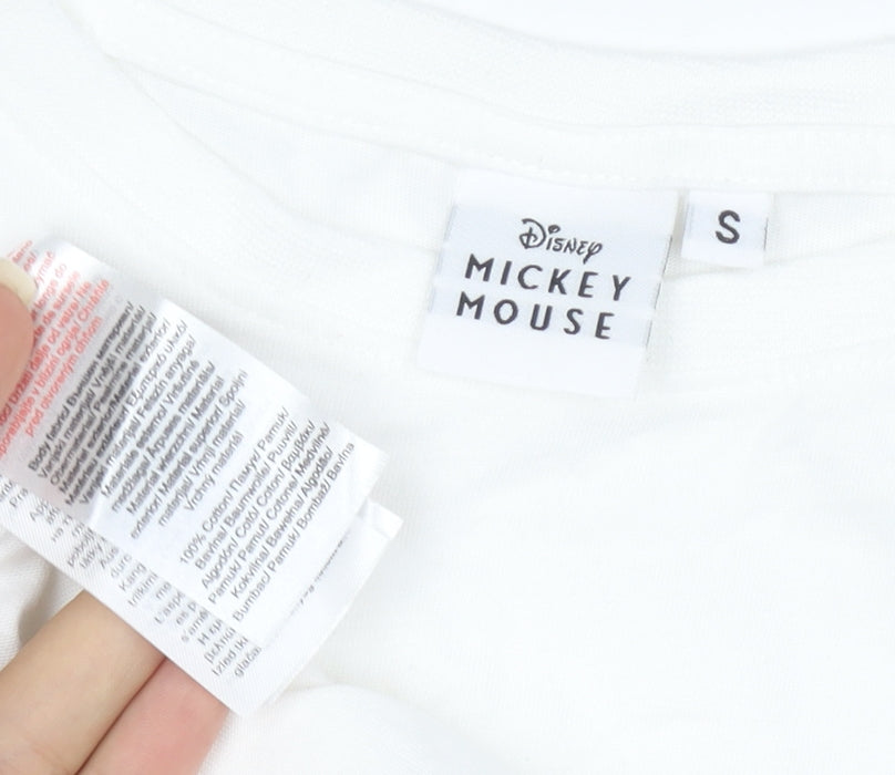 Disney Women’s White Mickey Mouse Short Sleeve Cotton T-Shirt S