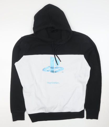 Primark PlayStation Men's Black & White Pullover Hoodie L