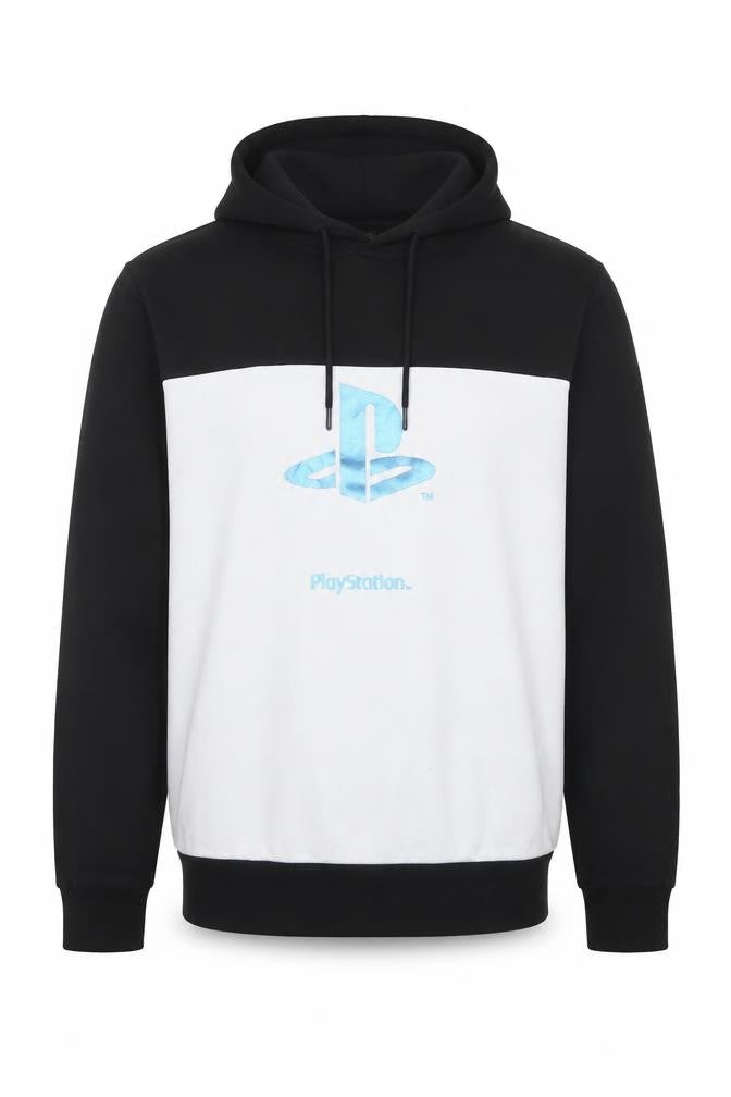 Primark PlayStation Men's Black & White Pullover Hoodie L