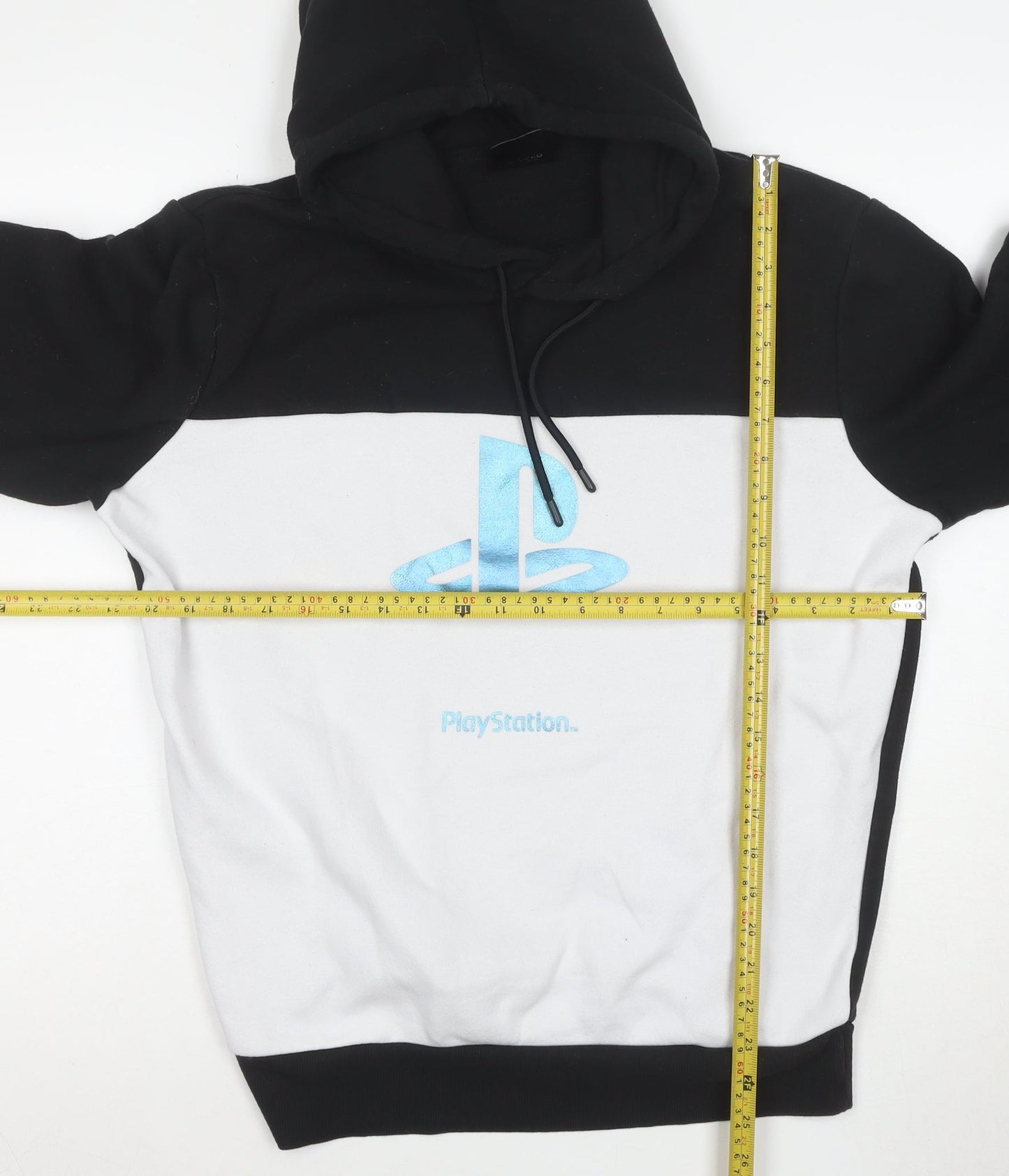 Primark PlayStation Men's Black & White Pullover Hoodie L
