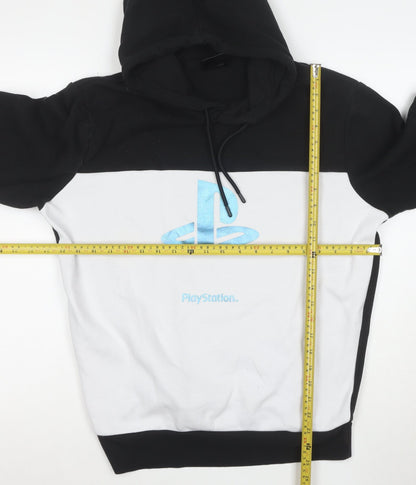 Primark PlayStation Men's Black & White Pullover Hoodie L