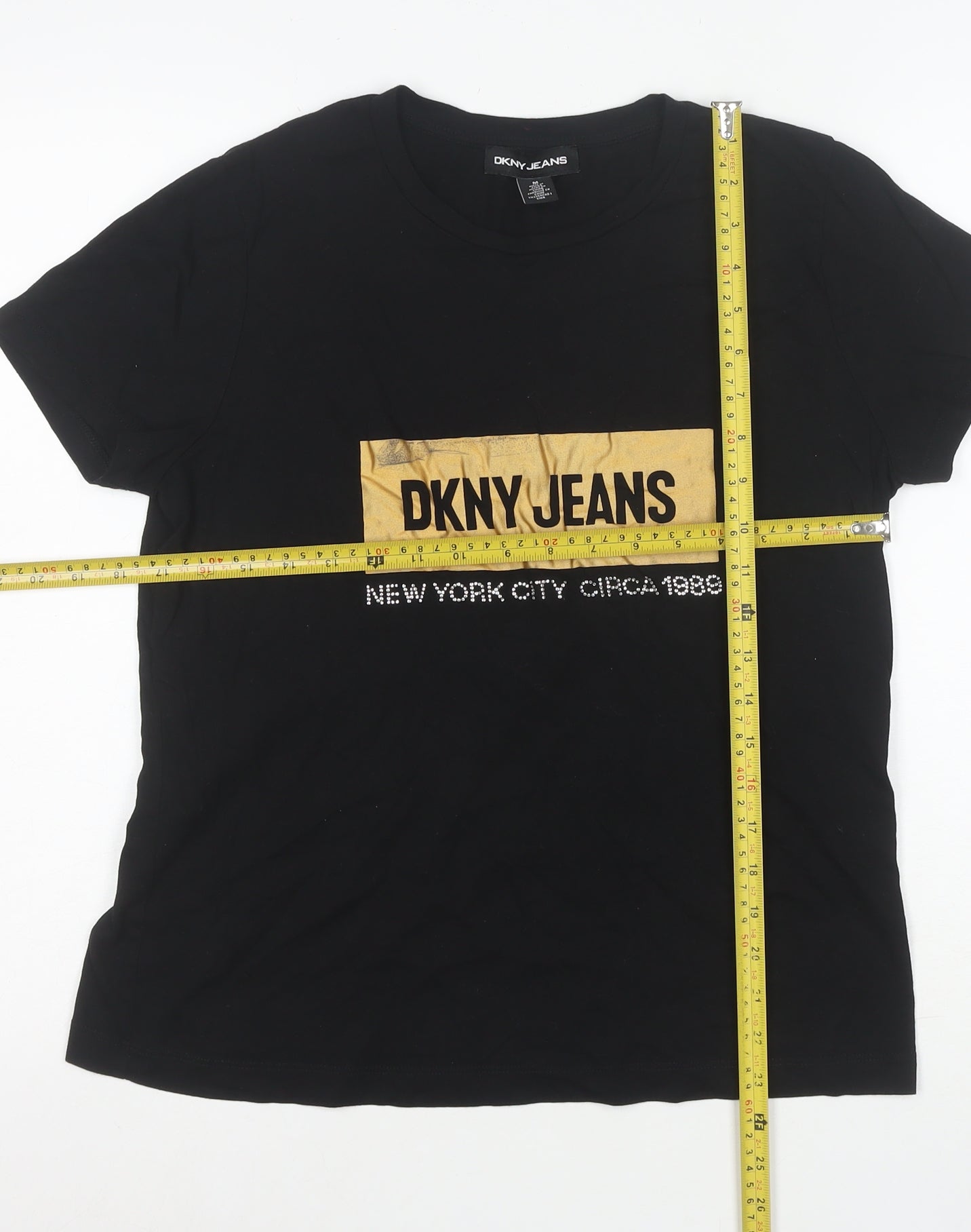 DKNY Jeans Women's Black Cotton Crew Neck T-Shirt Size M