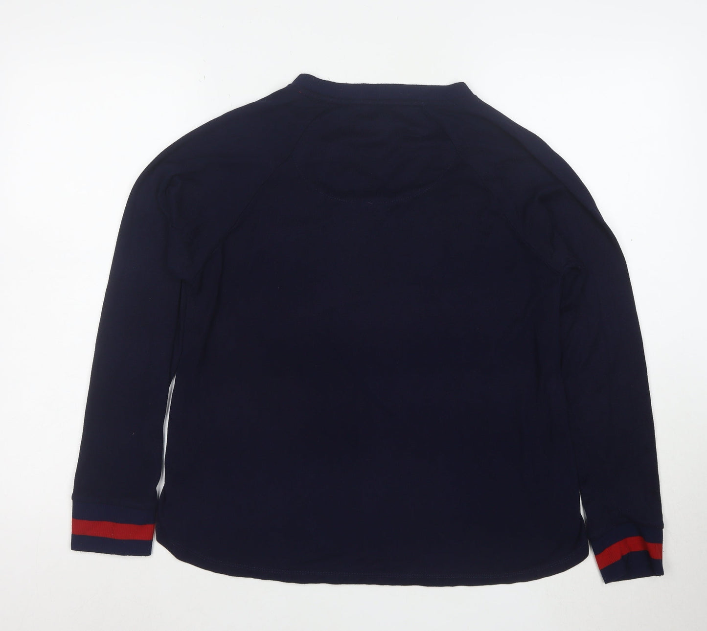DKNY Women's Blue V-Neck Logo Pullover Jumper Size M