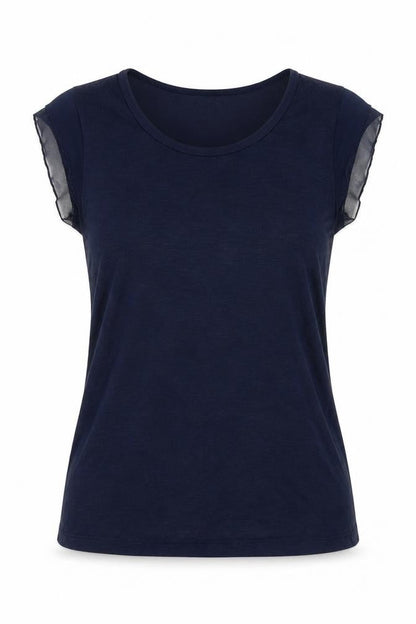 Style & Co. Women Blue L Basic Scoop Neck Jersey T-Shirt