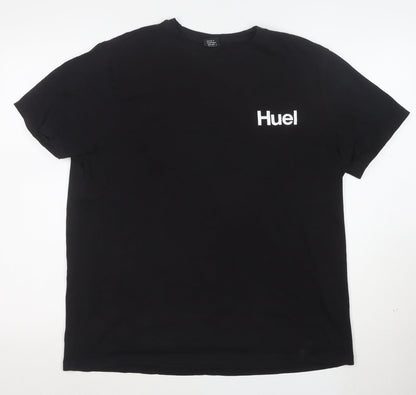Huel Men's Black Large Crew Neck Short Sleeve Cotton T-Shirt