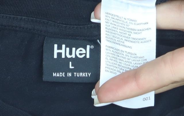 Huel Men's Black Large Crew Neck Short Sleeve Cotton T-Shirt