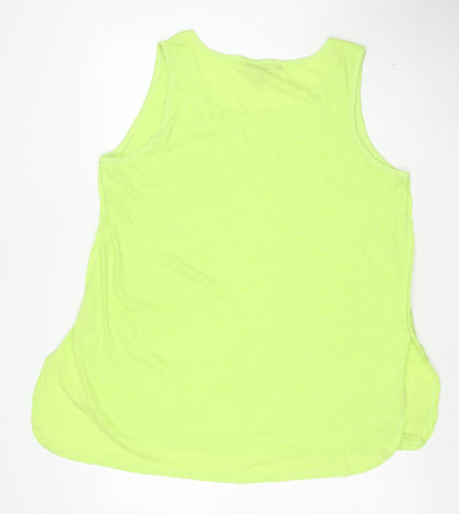 Susan Graver Womens Green 2XL Sleeveless Lace Trim Tank Top