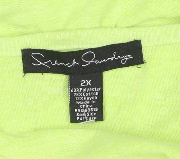 Susan Graver Womens Green 2XL Sleeveless Lace Trim Tank Top