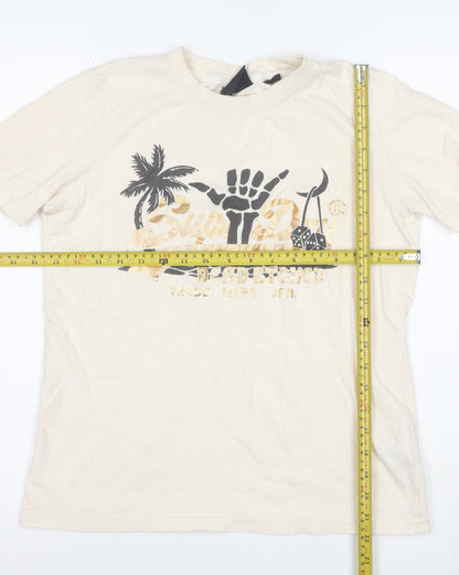 Superdry Women's Beige Graphic Print Cotton T-Shirt Size 8