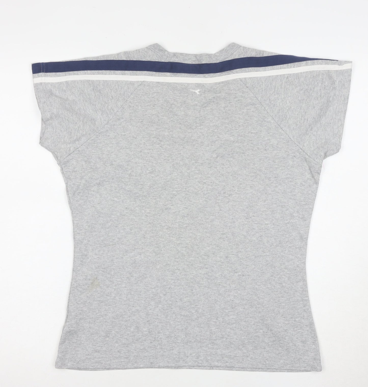 Diadora Womens Grey V-Neck Short Sleeve T-Shirt Size 16