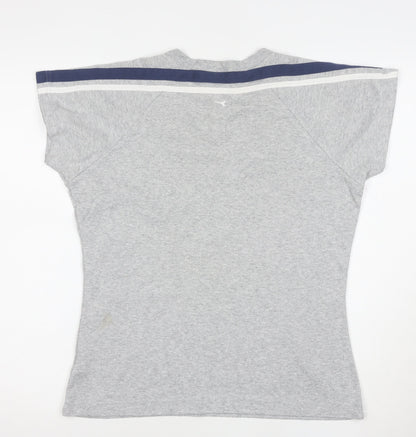 Diadora Womens Grey V-Neck Short Sleeve T-Shirt Size 16