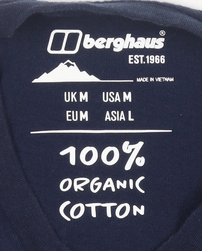 Berghaus Men's Blue Short Sleeve Organic Cotton Logo T-Shirt M