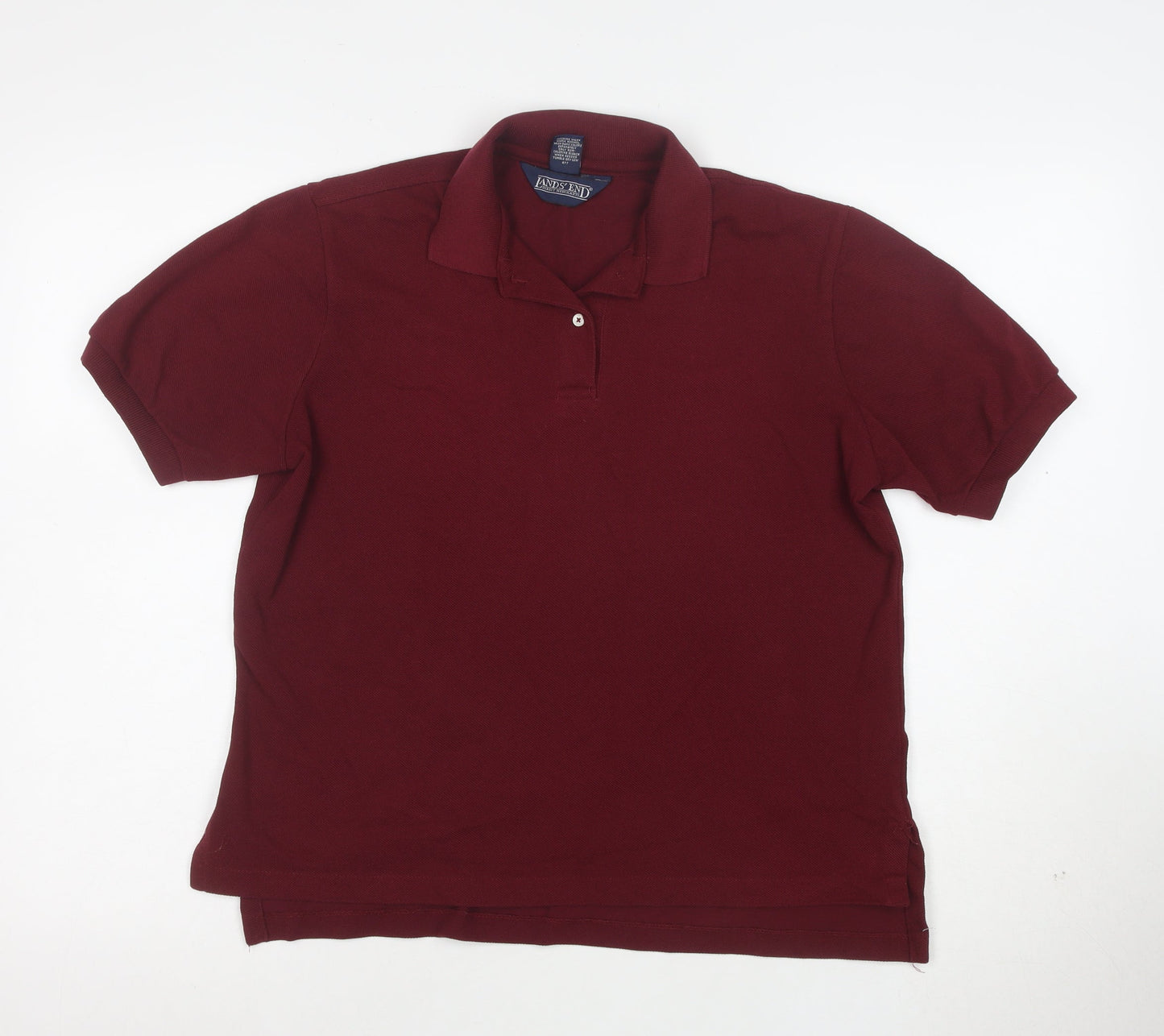 Lands’ End Women’s Red Polo Shirt Size S 100% Cotton Classic Fit