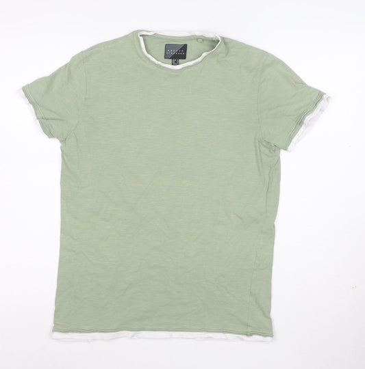 Broken Standard Men's Green Crew Neck Short Sleeve T-Shirt Size M