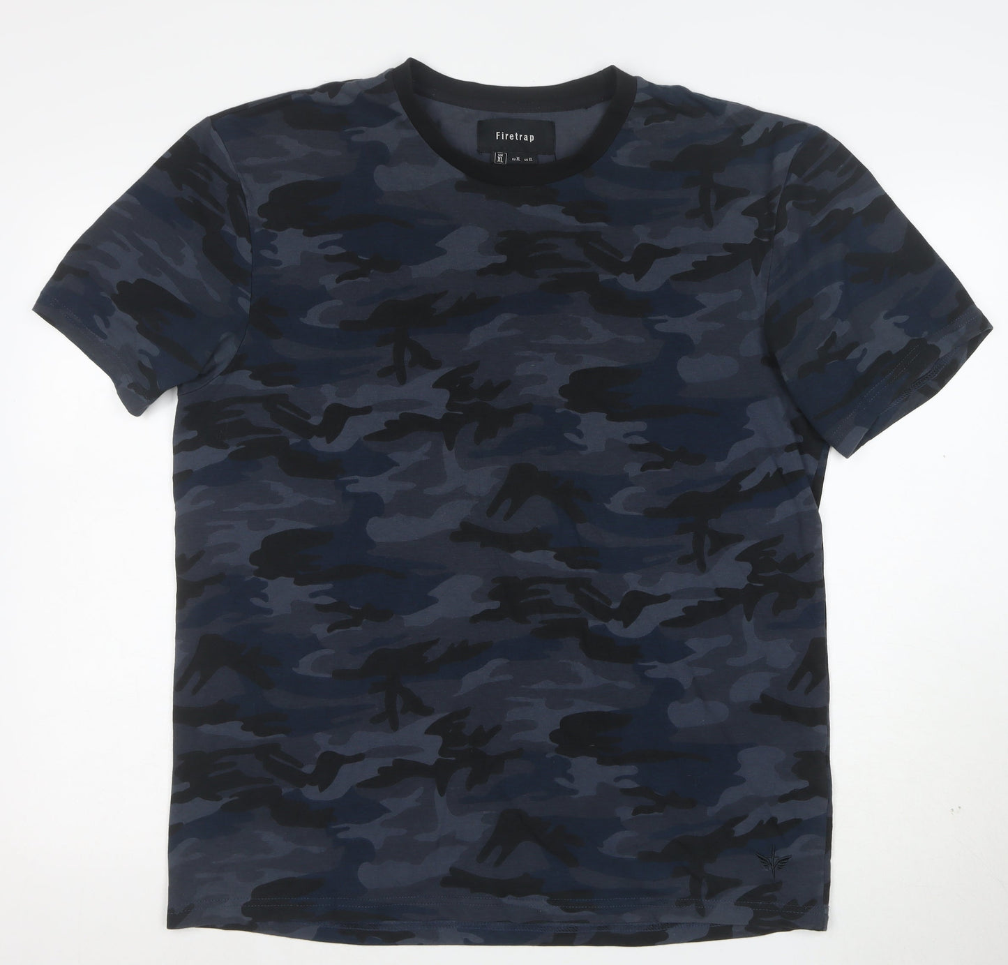 Firetrap Men's Blue Camouflage Crew Neck Short Sleeve T-Shirt XL