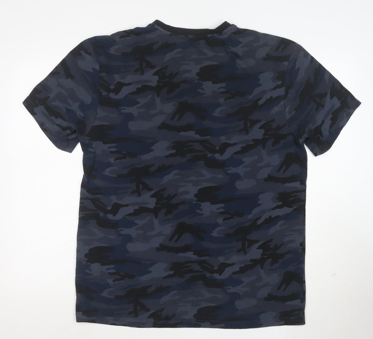 Firetrap Men's Blue Camouflage Crew Neck Short Sleeve T-Shirt XL