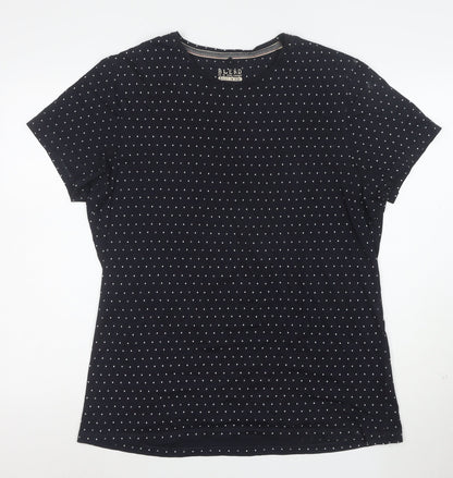 Blend Womens Blue Geometric Cotton Short Sleeve T-Shirt XL