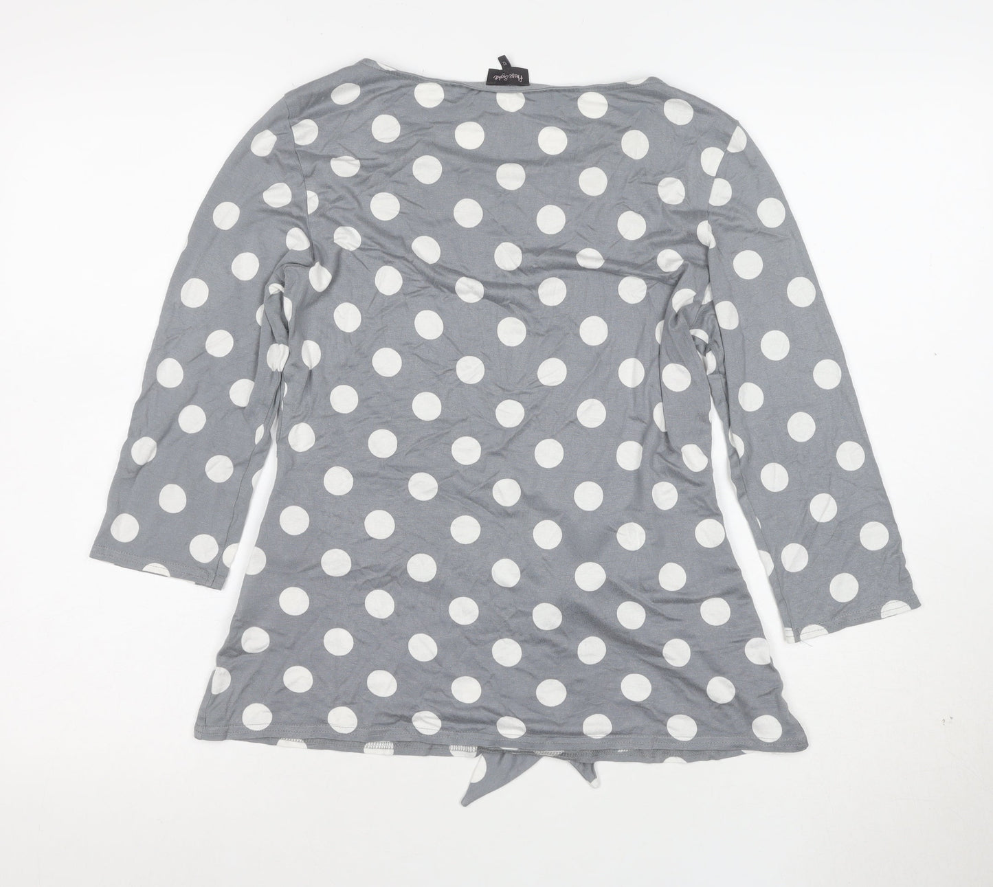 Front Cover Women Grey Polka Dot Tunic Top Size 12 3/4 Sleeve