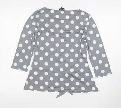 Front Cover Women Grey Polka Dot Tunic Top Size 12 3/4 Sleeve