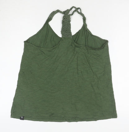 Superdry Women Green Halter Crochet Camisole Tank Top Size M