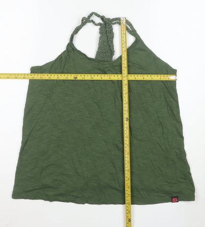 Superdry Women Green Halter Crochet Camisole Tank Top Size M