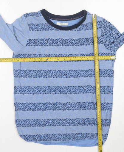 White Stuff Womens Blue Striped Long Sleeve Cotton T-Shirt UK 10