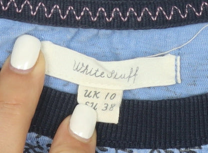 White Stuff Womens Blue Striped Long Sleeve Cotton T-Shirt UK 10