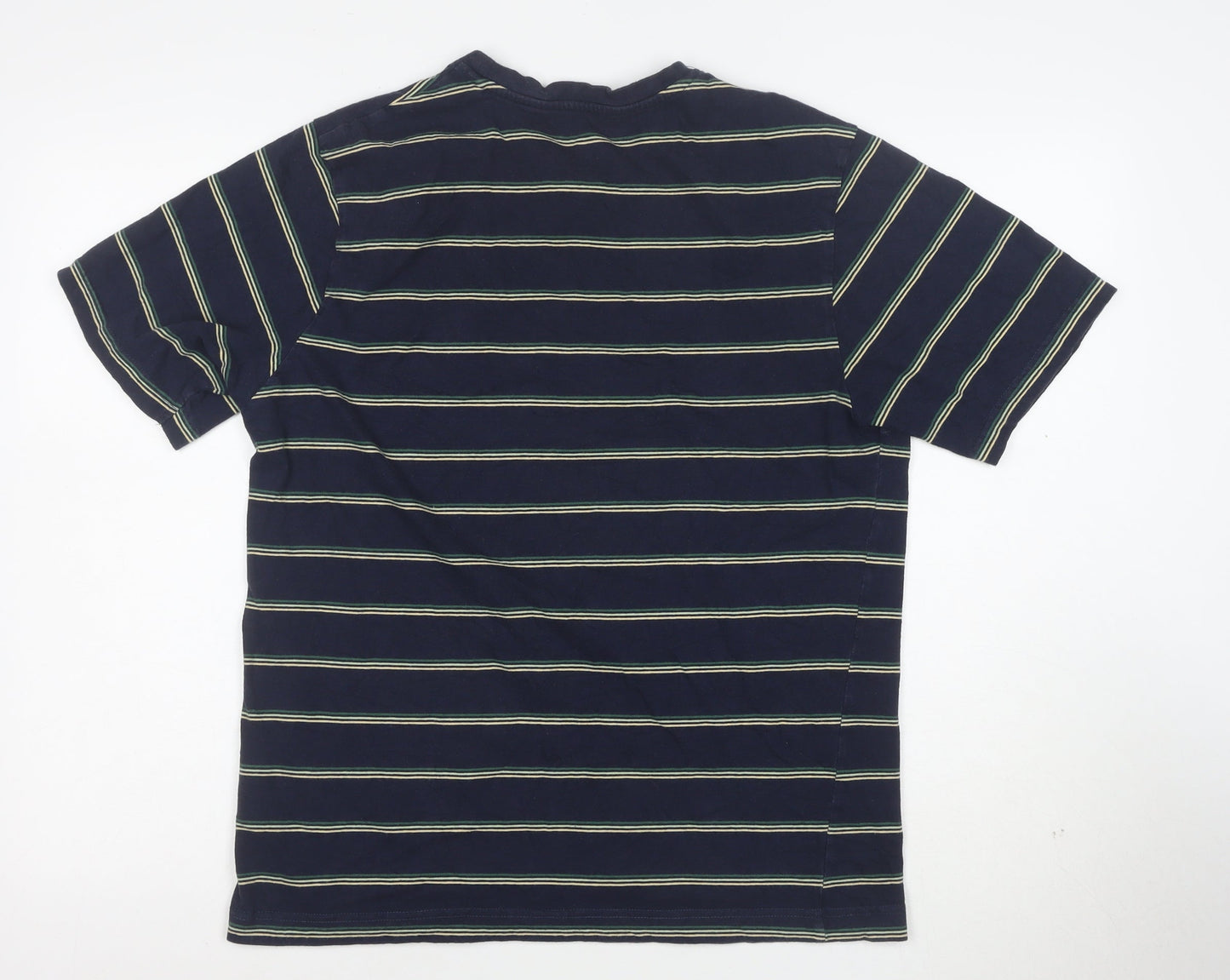 John Lewis ANYDAY Men's Blue Striped Cotton T-Shirt Size L