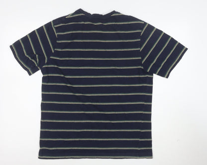 John Lewis ANYDAY Men's Blue Striped Cotton T-Shirt Size L