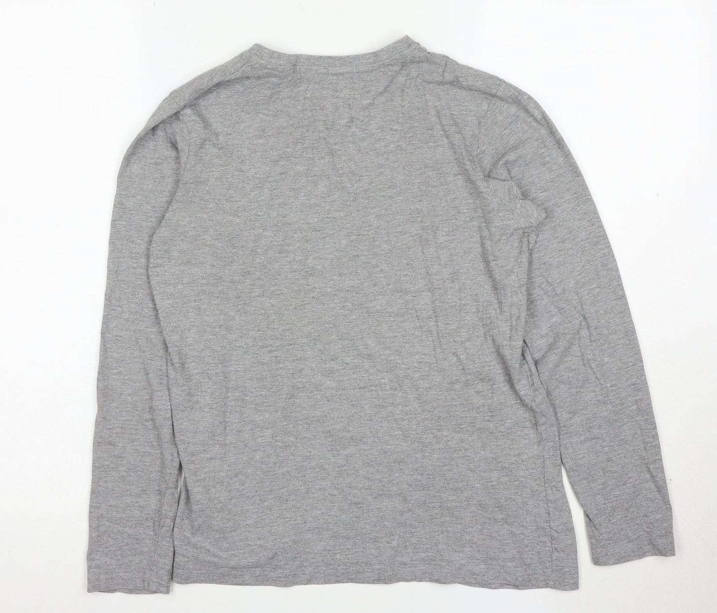 Jack & Jones Men's Grey Long Sleeve Crew Neck Cotton T-Shirt L