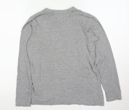 Jack & Jones Men's Grey Long Sleeve Crew Neck Cotton T-Shirt L