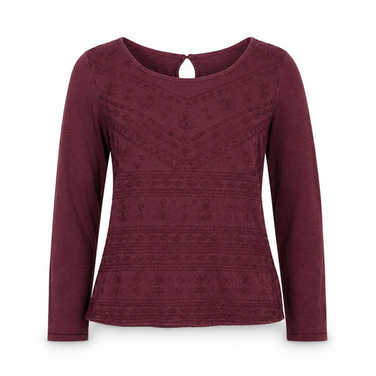 FatFace Women's Red Embroidered Long Sleeve Tunic Blouse Size 12