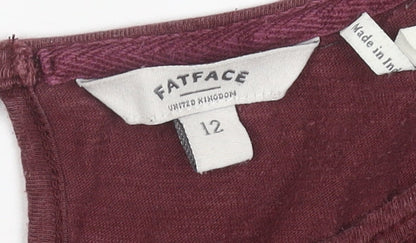 FatFace Women's Red Embroidered Long Sleeve Tunic Blouse Size 12