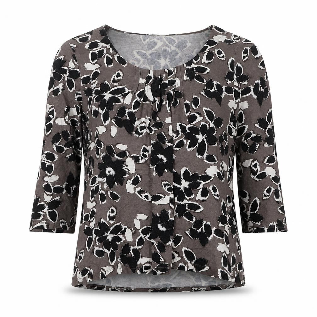 Marks and Spencer Women’s Brown Floral 3/4 Sleeve Jersey T-Shirt Size 12