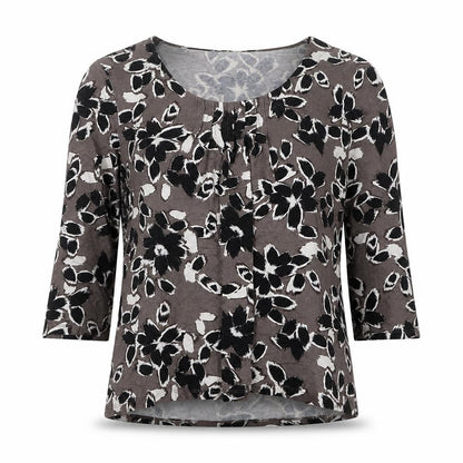 Marks and Spencer Women’s Brown Floral 3/4 Sleeve Jersey T-Shirt Size 12