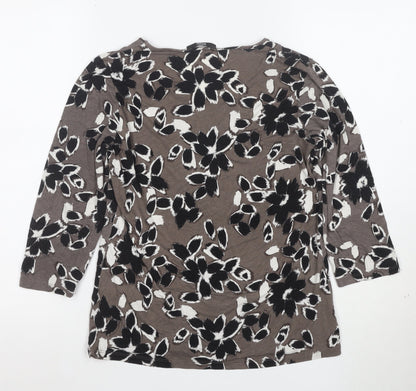 Marks and Spencer Women’s Brown Floral 3/4 Sleeve Jersey T-Shirt Size 12