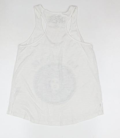 Rosie Harlow Women's White Racerback Tank Top Small Boho Graphic