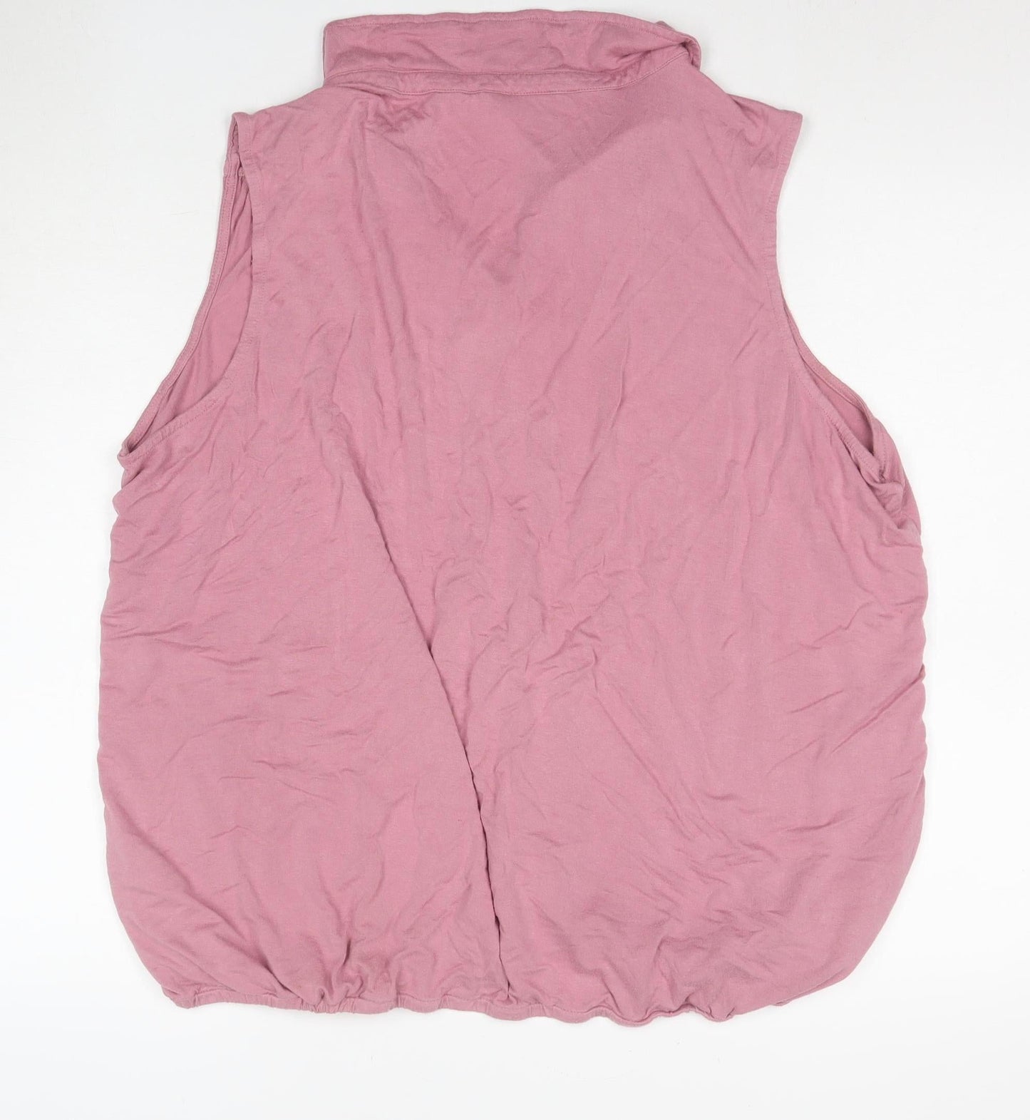 Bonmarche Women's Pink Sleeveless Collared Button-Up Top Size 24