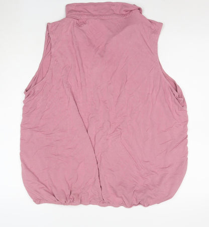 Bonmarche Women's Pink Sleeveless Collared Button-Up Top Size 24