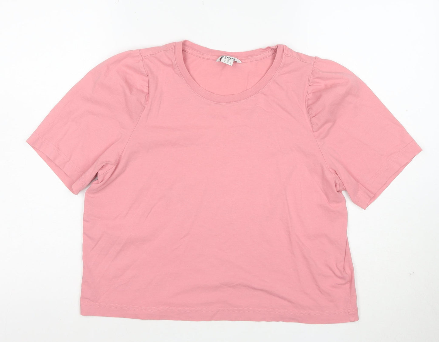 Monki Women's Pink Cotton Short Sleeve Basic T-Shirt M
