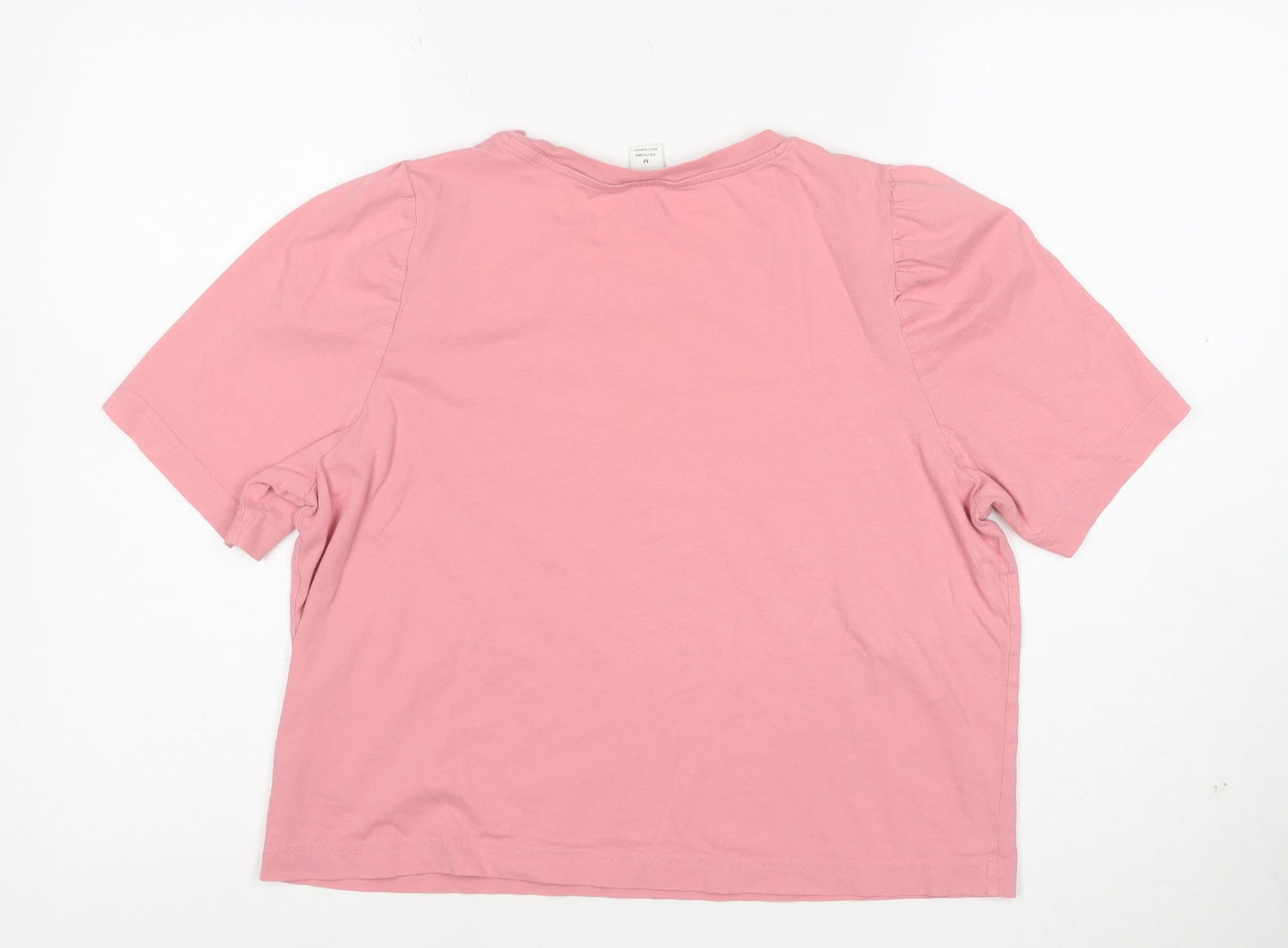 Monki Women's Pink Cotton Short Sleeve Basic T-Shirt M