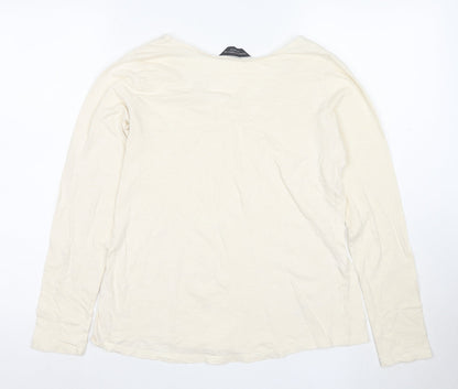 Dorothy Perkins Women’s Ivory Long Sleeve Cotton T-Shirt Size 14