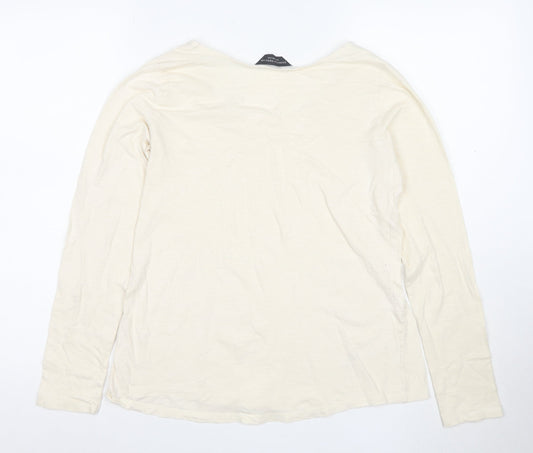 Dorothy Perkins Women’s Ivory Long Sleeve Cotton T-Shirt Size 14