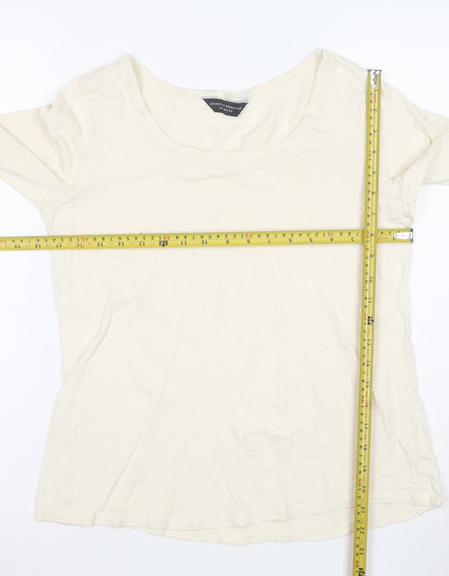 Dorothy Perkins Women’s Ivory Long Sleeve Cotton T-Shirt Size 14