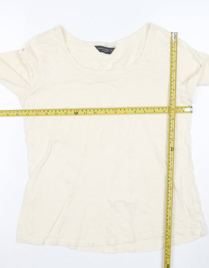 Dorothy Perkins Women’s Ivory Long Sleeve Cotton T-Shirt Size 14