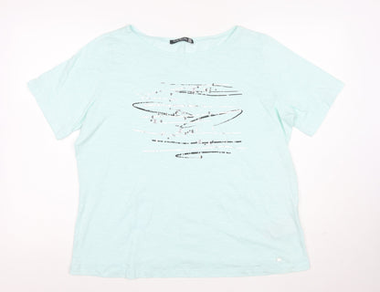 Betty Barclay Women's Blue Cotton Studded T-Shirt Size 20