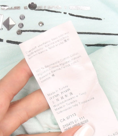 Betty Barclay Women's Blue Cotton Studded T-Shirt Size 20