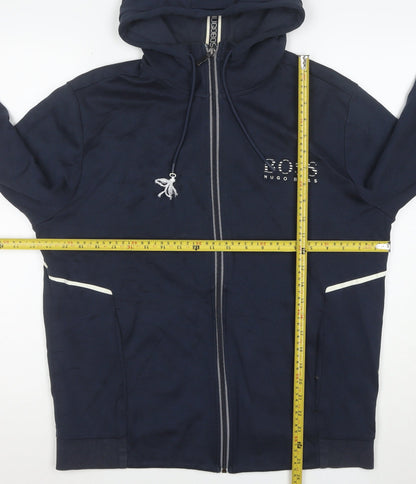 Hugo Boss Men's Blue Full Zip Hoodie XL Regular Fit Cotton